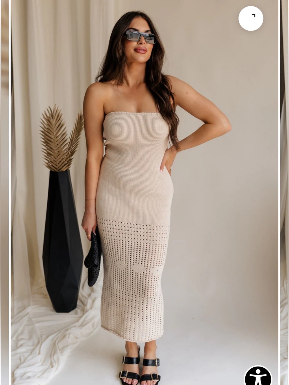 Strapless Knit Maxi Dress in Cream